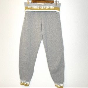 Opening Ceremony Gold & Silver Logo Glitter Trim Gray Joggers